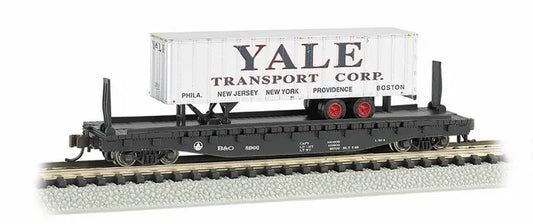 BACHMANN ATLANTIC COAST LINE 52FT FLAT CAR W/35FT YALE TRAILER. N SCALE