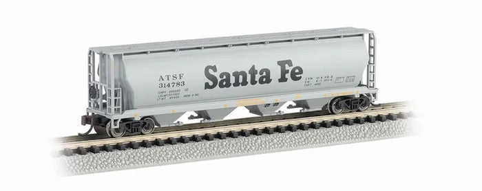 BACHMANN SANTA FE 4-BAY CYLINDRICAL GRAIN HOPPER. N SCALE