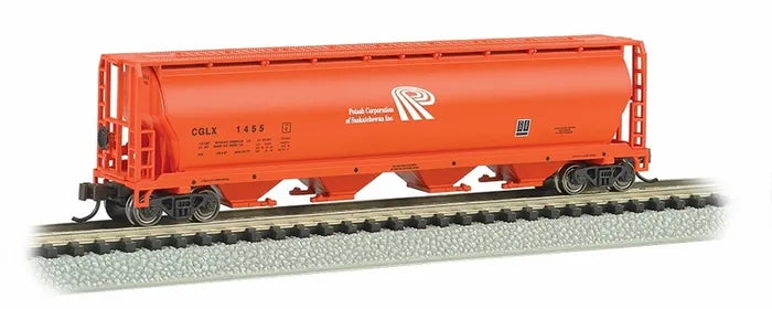 BACHMANN POTASH CORPORATION CGLX1455 4-BAY CYL. GRAIN HOPPER. N SCALE