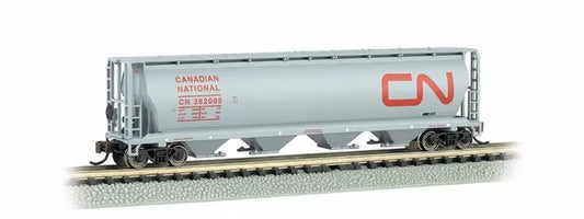 BACHMANN CANADIAN NATIONAL 4-BAY CYLINDRICAL GRAIN HOPPER. N SCALE