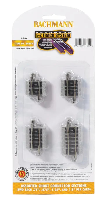 BACHMANN 8 PC ASSORTED SHORT CONNECTOR SECTIONS, N SCALE