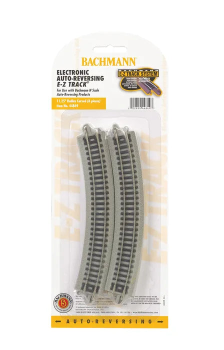 BACHMANN NICKEL SILVER AUTO REVERSING 11.25" RAD. CURVED TRK, 6PCS, N SCALE