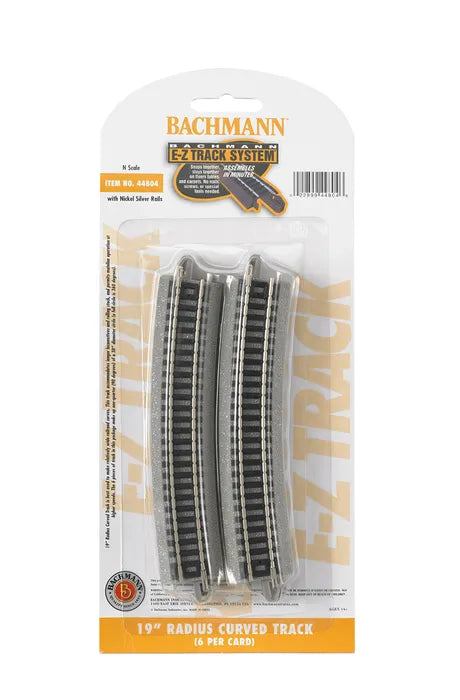 BACHMANN 19" RADIUS CURVED TRACK, 6PCS,N SCALE