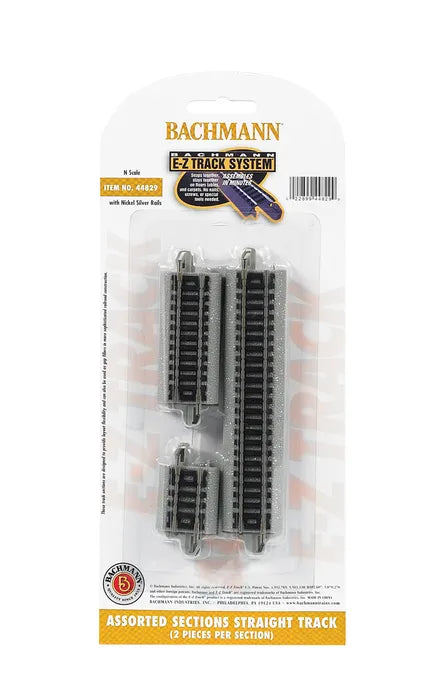 BACHMANN 6 ASSORTED STRAIGHT TRACK SHORTSECTIONS, N SCALE