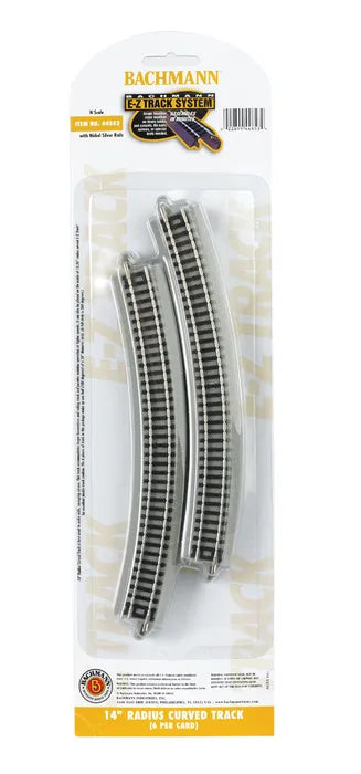 BACHMANN 14" RADIUS CURVED TRACK, 6PCS,.N SCALE