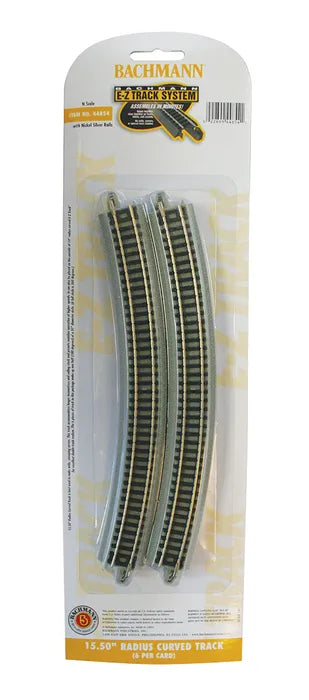 BACHMANN 15.50" RADIUS CURVED TRACK, 6PCS, N SCALE