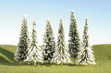 BACHMANN 5"-6" PINE TREES WITH SNOW, 6 PCS PER PACK