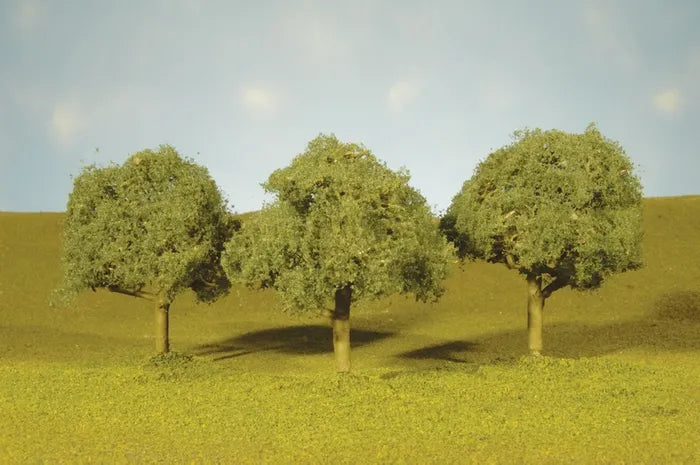 BACHMANN 3"-3½" OAK TREES, 3/PACK. HO SCALE