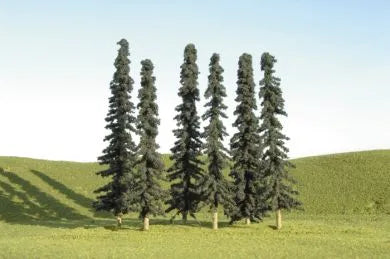 BACHMANN 3"-4" CONIFER TREES, 9/PACK. N SCALE