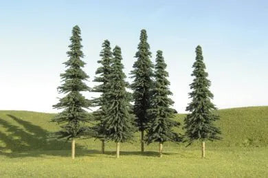 BACHMANN 3"-4" SPRUCE TREES, 9/PACK. N SCALE