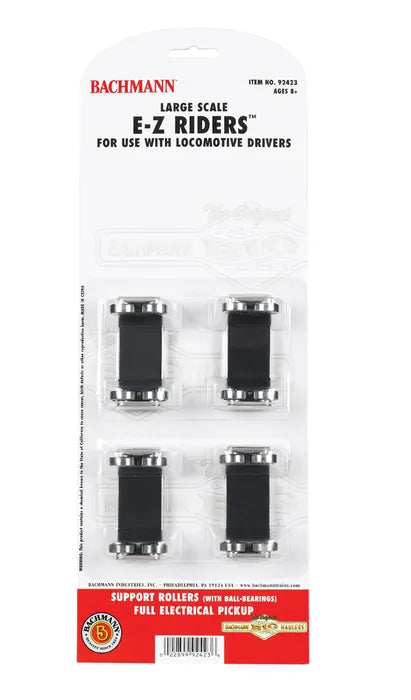 BACHMANN E-Z RIDERS W/BALL BEARING ROLLERS 4/PACK, G SCALE