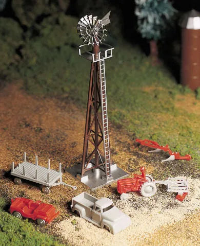 BACHMANN WINDMILL W/FARM MACHINERY, O SCALE