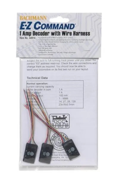 BACHMANN DECODER 1 AMP LOCOMOTIVE DECODERS W/WIRE HARNESS, 3PCS DCC