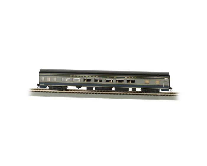 BACHMANN BURLINGTON AND OHIO SMOOTH SIDECOACH WITH LIT INTERIOR, HO SCALE