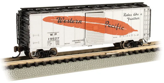 BACHMANN WESTERN PACIFIC FEATHER LOGO AAR 40FT STEEL BOXCAR. N SCALE