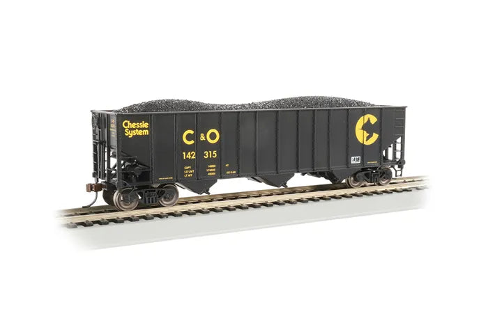 BACHMANN CHESSIE SYSTEM (C&O) #142315 45FT 3-BAY 100 TON HOPPER. HO SCALE