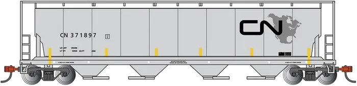 BACHMANN CANADIAN NATIONAL NTH AMERICA LOGO 4-BAY CYL. GRAIN HOPPER. N SCALE