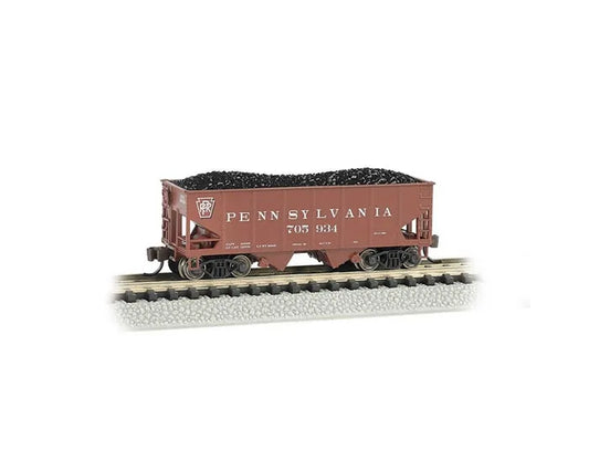 BACHMANN PRR #705934 USRA 55 TON 2-BAY HOPPER TUSCAN RED. N SCALE