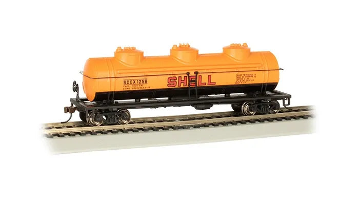 BACHMANN SHELL #1258 40FT 3 DOME TANK CAR. HO SCALE