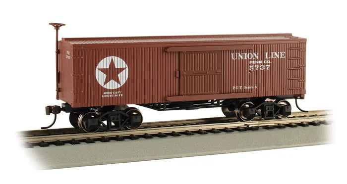 BACHMANN UNION LINE #5737, OLD TIME BOXCAR, HO SCALE