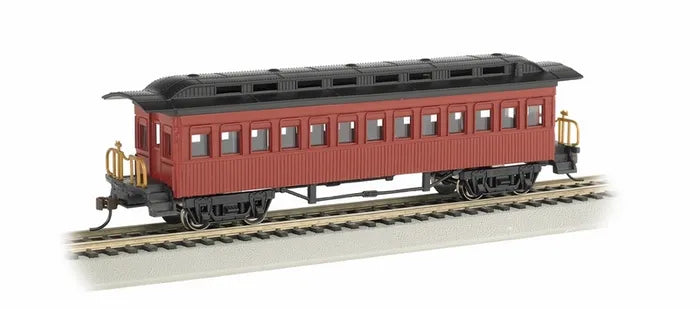 BACHMANN COACH 1860-80 ERA PAINTED UNLETTERED RED. HO SCALE