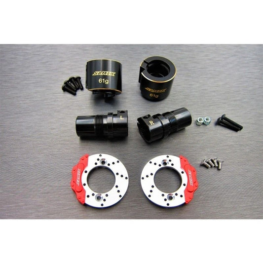 SCX10-2 brass rear lockout & rear brake adapter & scale brake rotor & caliper set