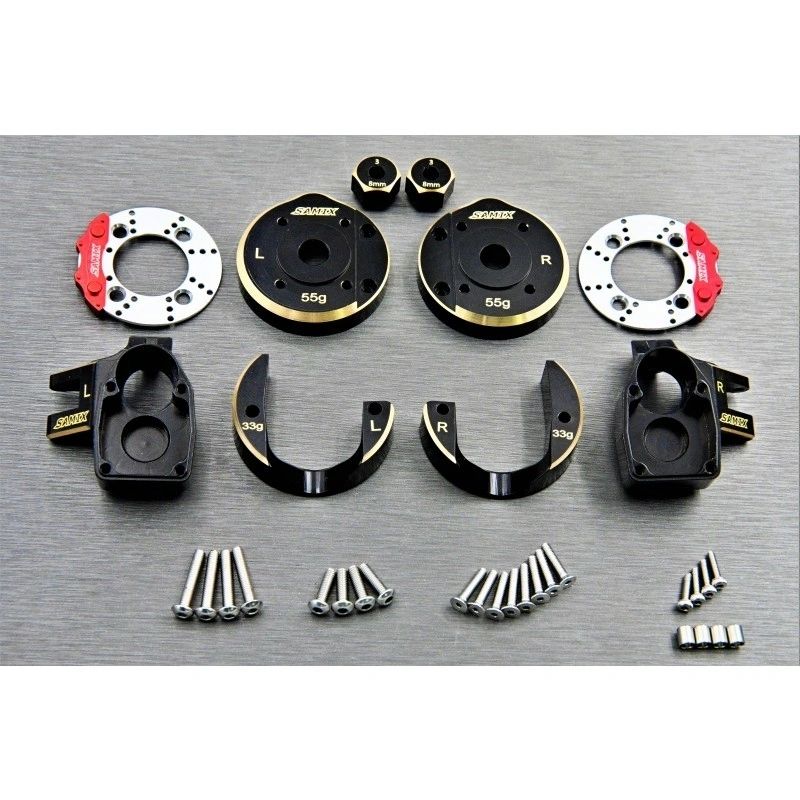 SCX10-3 brass heavy steering knuckle & portal cover set & scale brake rotor caliper & 8mm hex set