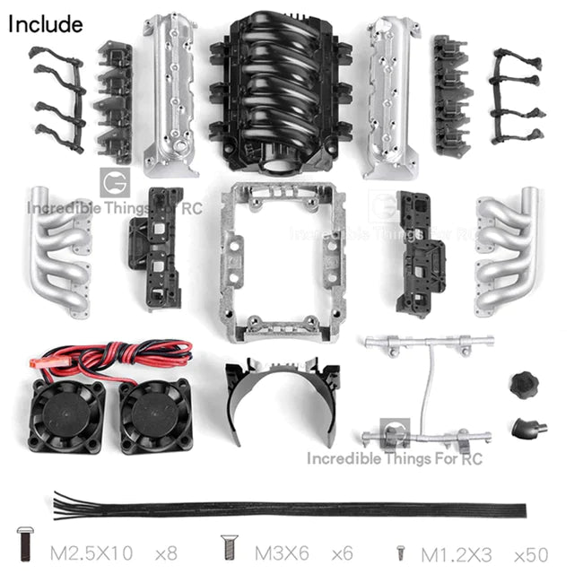 INJORA LS7 V8 Simulate Engine Motor Cooling Fans Radiator Kit for 1/10 RC Crawler