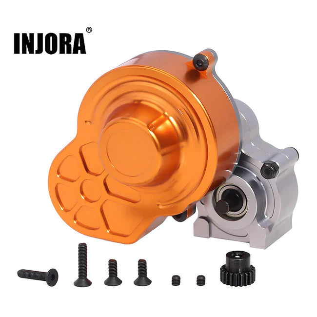 INJORA Complete Metal Gearbox Transmission Box with Gear for Axial SCX10 Orange